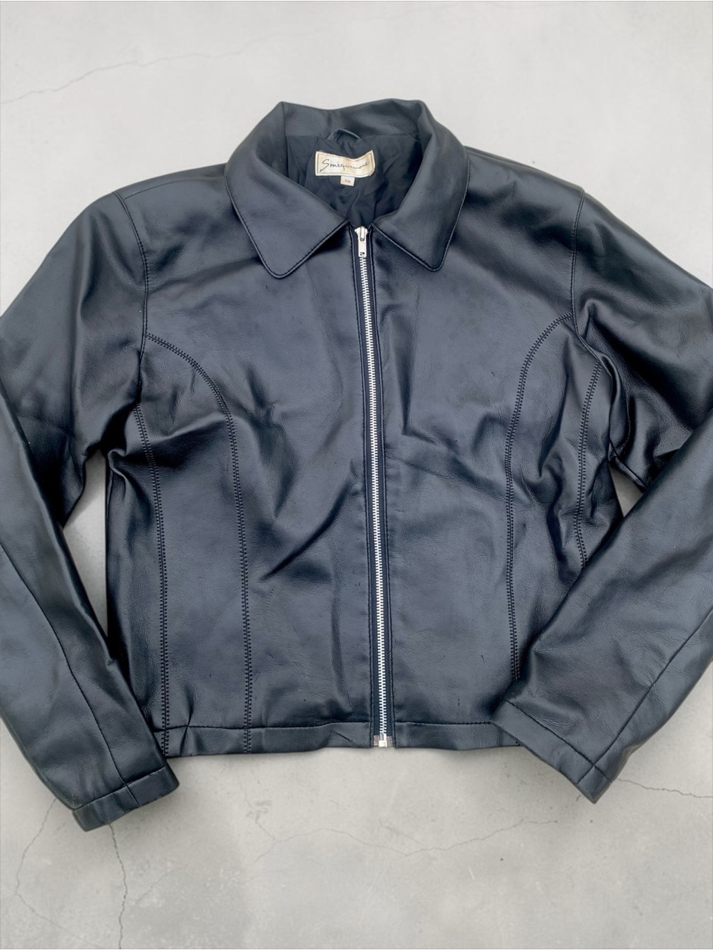 Sinéquanone Black Faux Leather Zip-Front Jacket Size 6